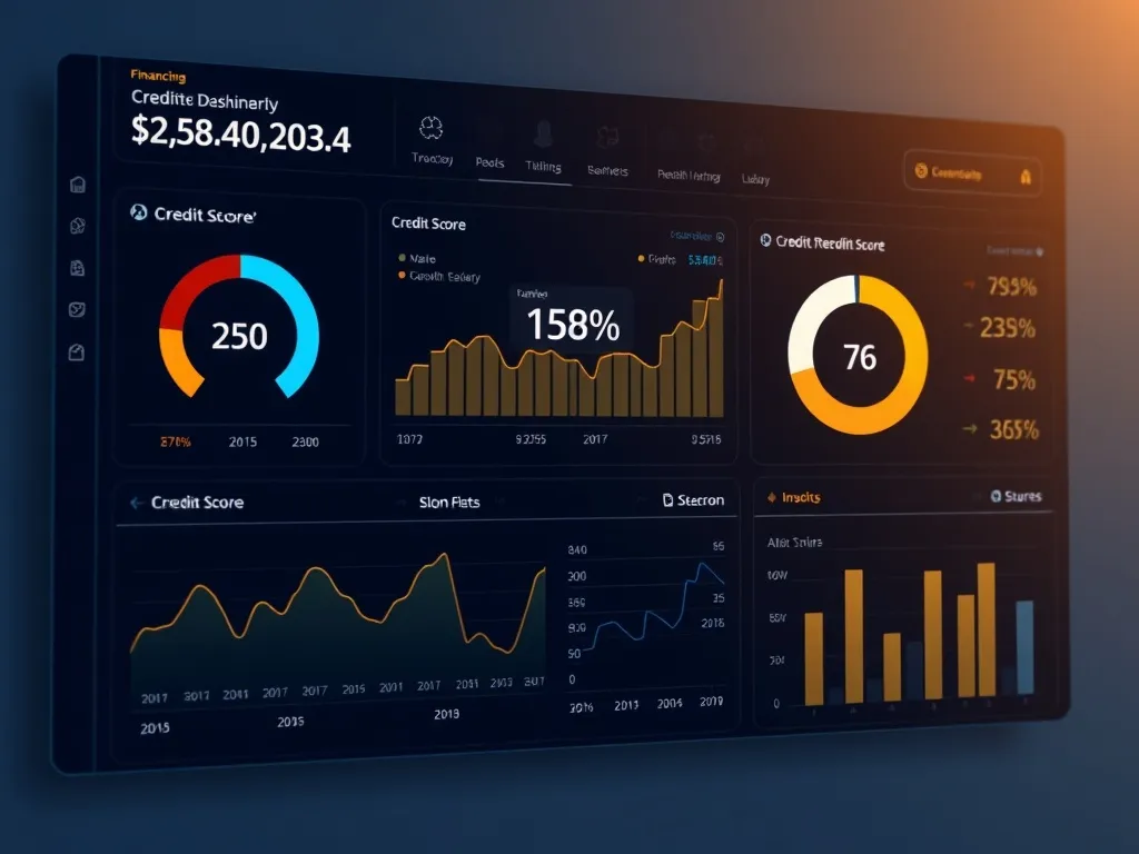 A high-tech digital dashboard showing financial charts, perc
