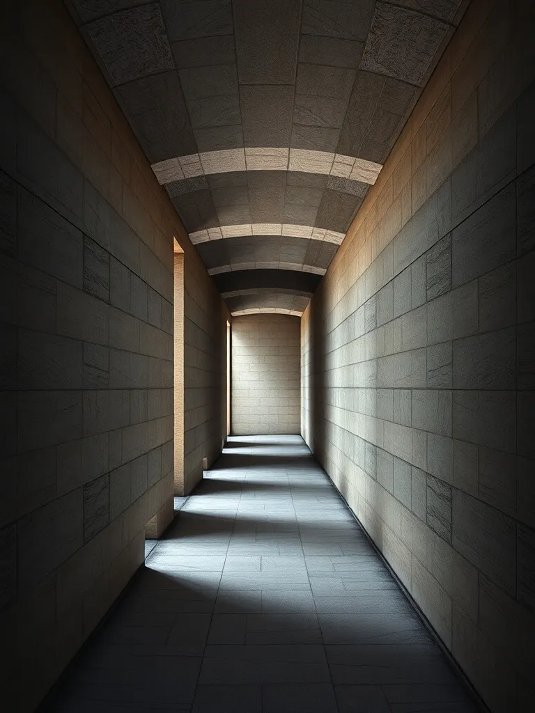 A high-angle architectural shot of a long, minimalist stone